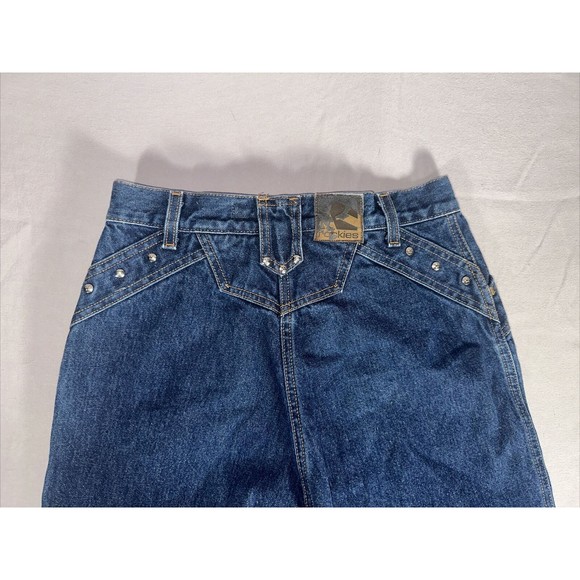Vintage Rockies Jeans Womens 9/10 Long Dark Wash Western Studded Slim - Picture 9 of 14